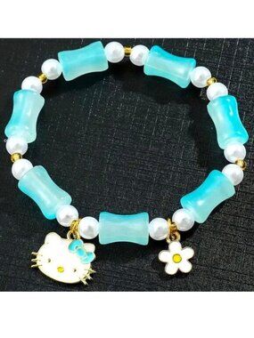 Bracelet Hello Kitty Bead Charm Sanrio Stretch Flower Emo Cute Trendy Stylish